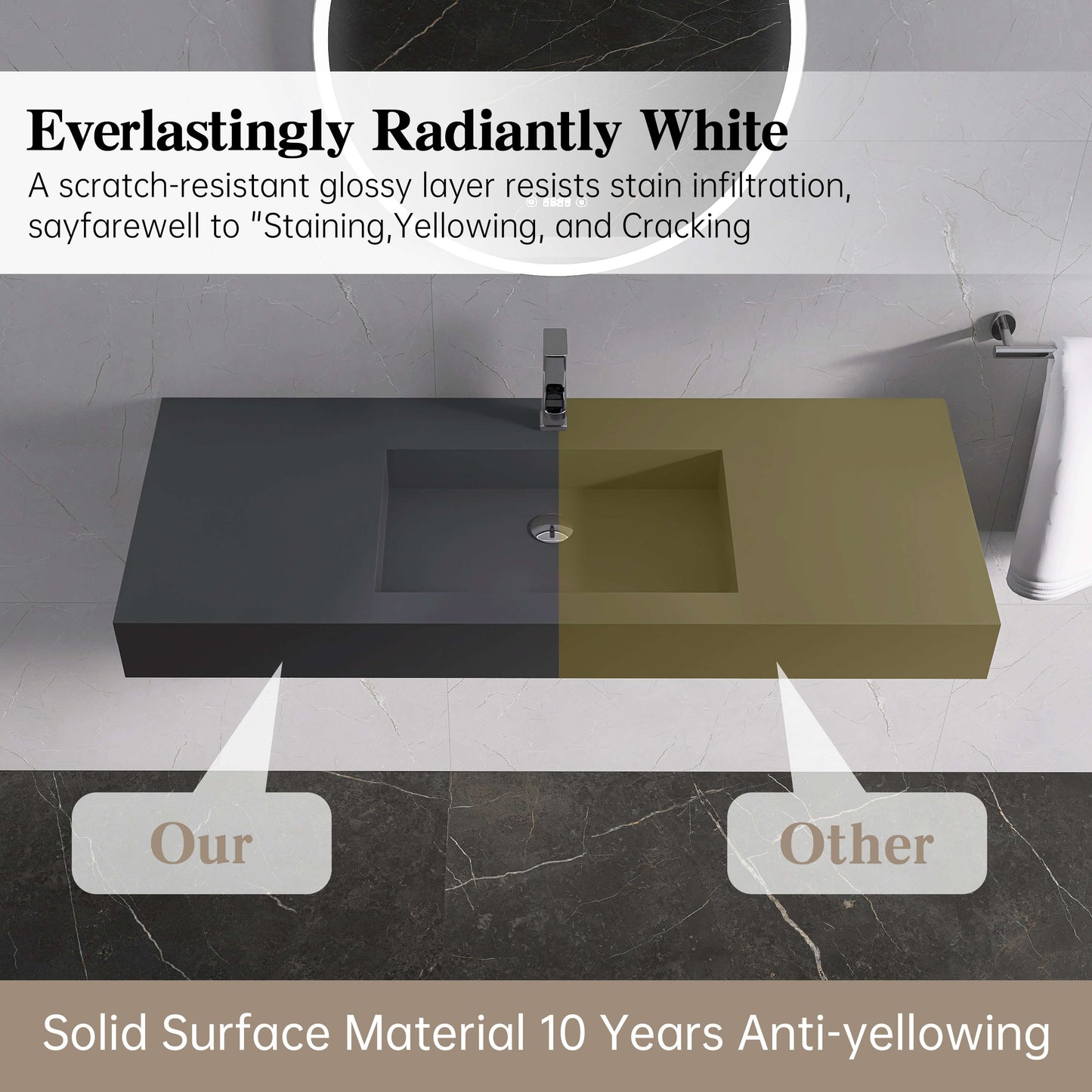 Medunjess 47''Suspire Wall Mounted Bathroom Sink Solid Surface Sink