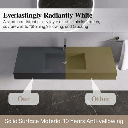 Medunjess 47''Suspire Wall Mounted Bathroom Sink Solid Surface Sink