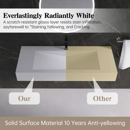 Medunjess 48'' Cantilever Wall Mounted Bathroom Sink Solid Surface Sink