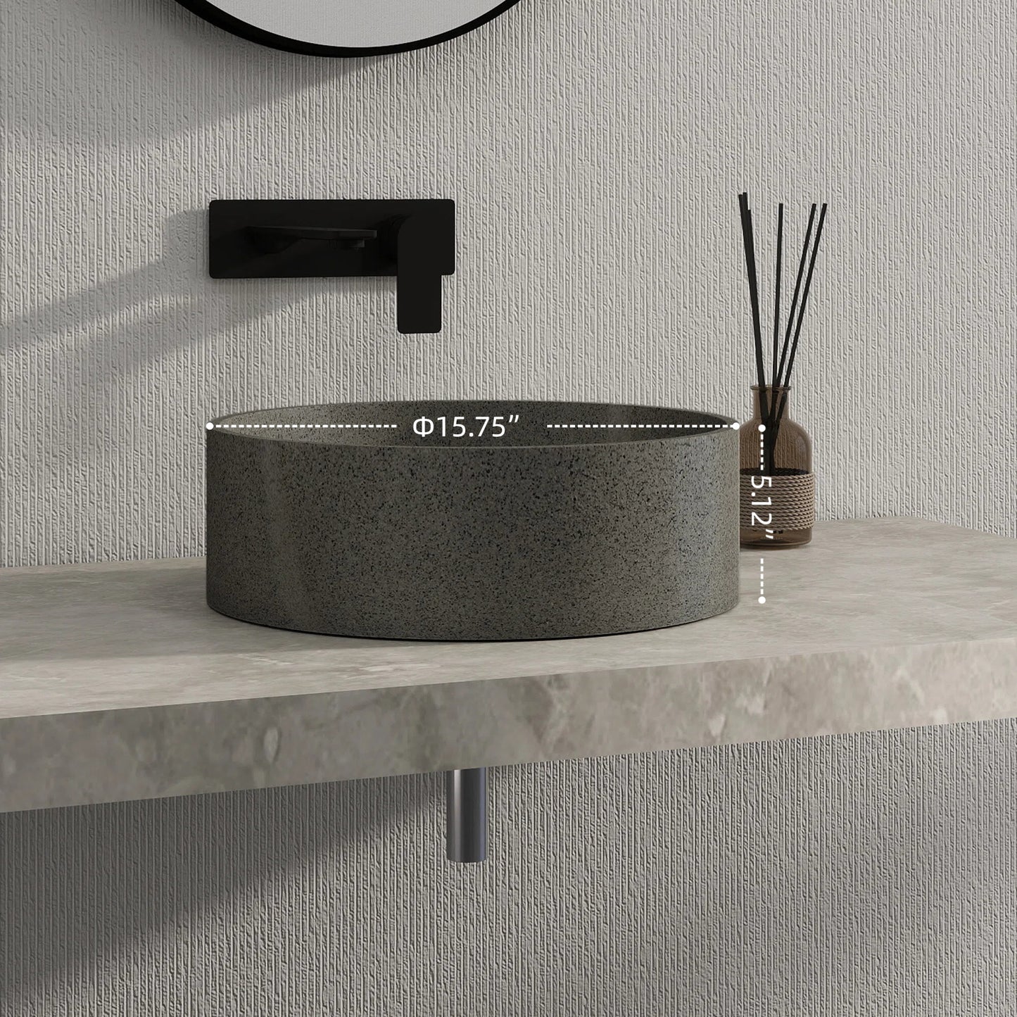 Medunjess 15'' Artemas Round Solid Surface Vessel Sink
