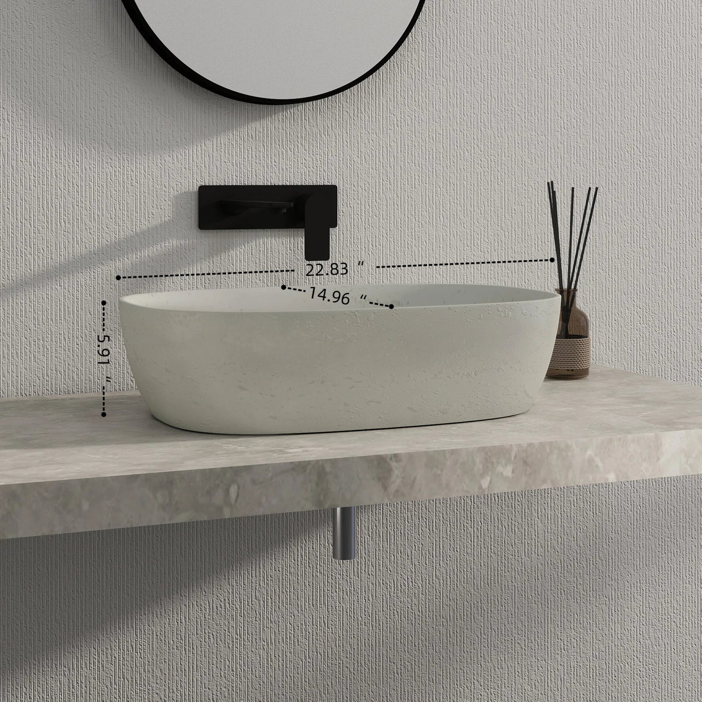 Medunjess 23'' Luna Oval Solid Surface Vessel Sink