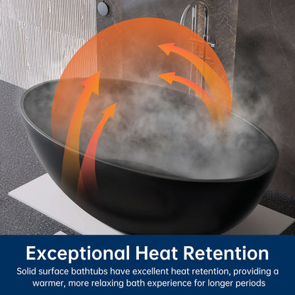 Medunjess 67'' Stone Resin Solid Surface Matte Flatbottom Freestanding Bathtub