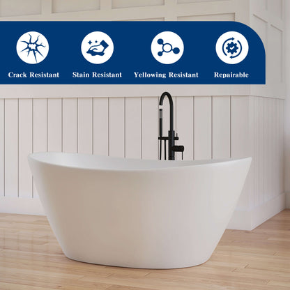 Medunjess 59'' Obelisk Freestanding Bathtub Solid Surface Stone