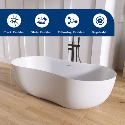 Medunjess Freestanding Bathtub Solid Surface Serenity Wave Bathtub