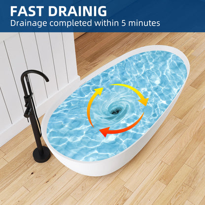 Medunjess 67'' Freestanding Tub Solid Surface Freestanding Soaking Bathtub With Tub Filler