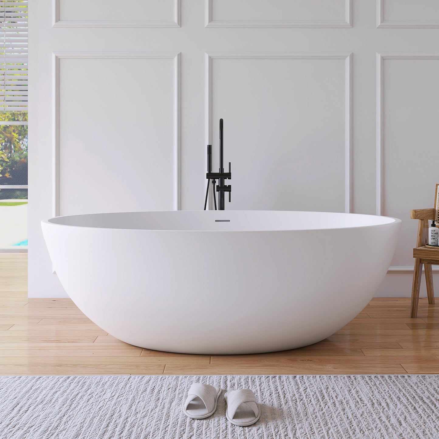 Medunjess 67'' Stone Resin Solid Surface Matte Flatbottom Freestanding Bathtub