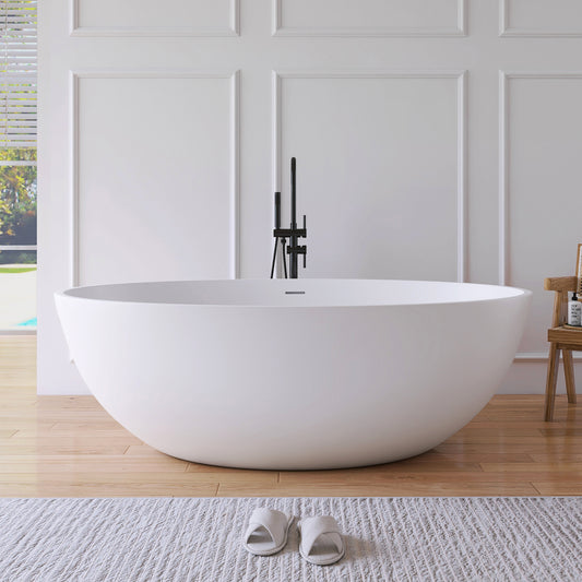 Medunjess 67'' Stone Resin Solid Surface Matte Flatbottom Freestanding Bathtub