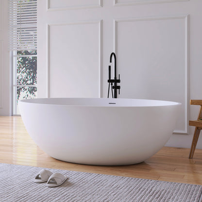 Medunjess 67'' Stone Resin Solid Surface Matte Flatbottom Freestanding Bathtub