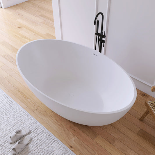 Medunjess 67'' Stone Resin Solid Surface Matte Flatbottom Freestanding Bathtub