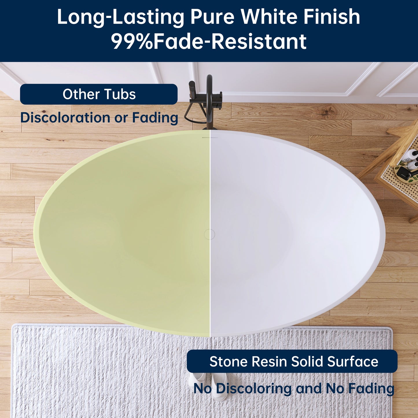 Medunjess 67'' Stone Resin Solid Surface Matte Flatbottom Freestanding Bathtub