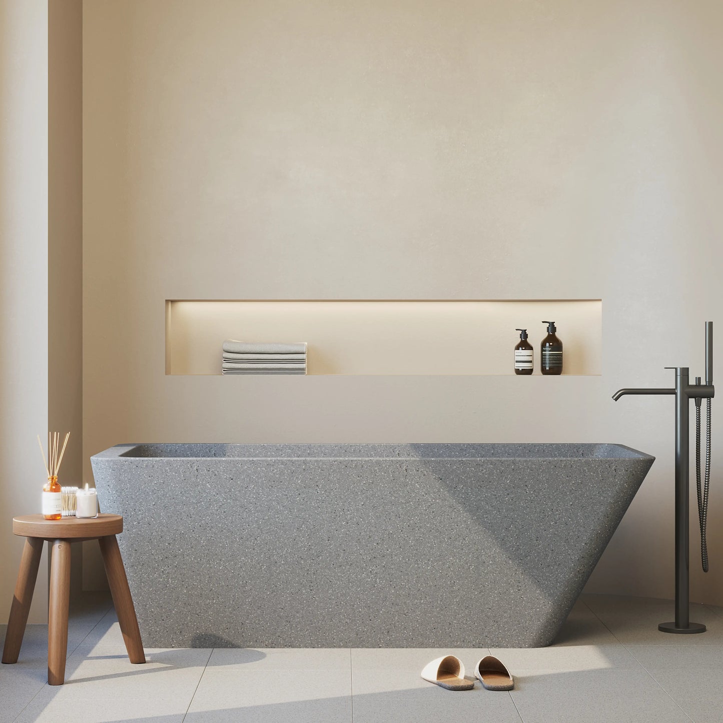 Medunjess 66" Marmoreal Freestanding Terrazzo Bathtub